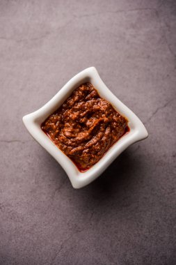 Ev yapımı Tandır ezmesi ya da salamura karışımı, bir kasede. Izgara tavuk, paneer ya da sebze için kullanılır. seçici odak