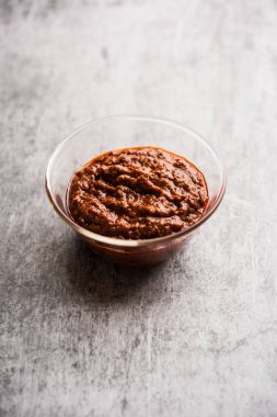 Ev yapımı Tandır ezmesi ya da salamura karışımı, bir kasede. Izgara tavuk, paneer ya da sebze için kullanılır. seçici odak