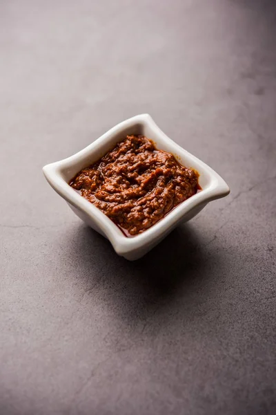 Homemade Tandoori Paste Marinade Mixture Bowl Used Grilled Chicken Paneer — Stock Photo, Image