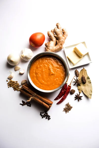 North Indian Basic Curry Paneer Butter Masala Chicken Makhanwala Ricetta — Foto Stock
