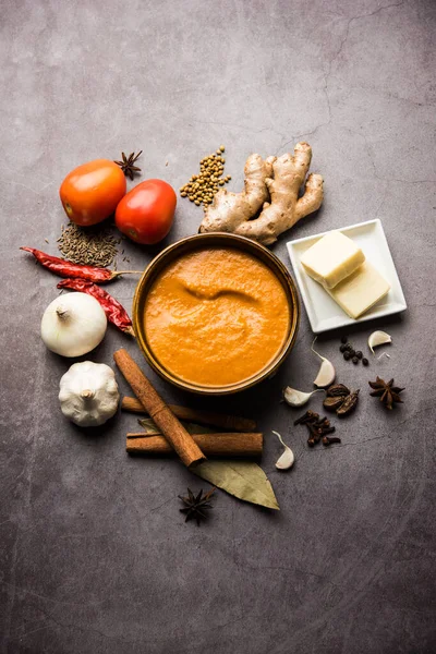 North Indian Basic Curry Paneer Butter Masala Chicken Makhanwala Ricetta — Foto Stock