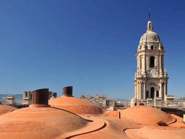 Malaga 'daki katedralin çatısı ve kulesi