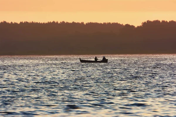 Fisherman Boat Sunrise — Stock Photo, Image