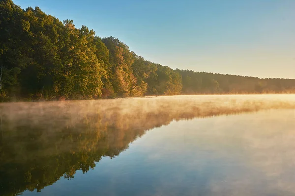 Lever Soleil Sur Rive Lac — Photo