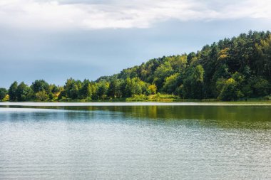 Nehir kıyısında güneşli günde.