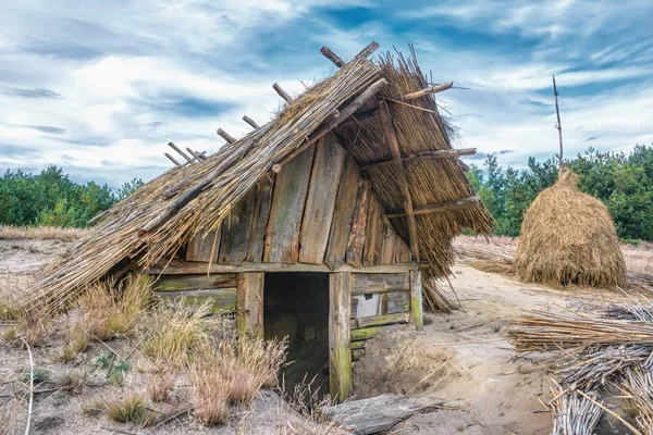 Ancient Old Wooden Hut Stitch Hay — Stock Photo, Image