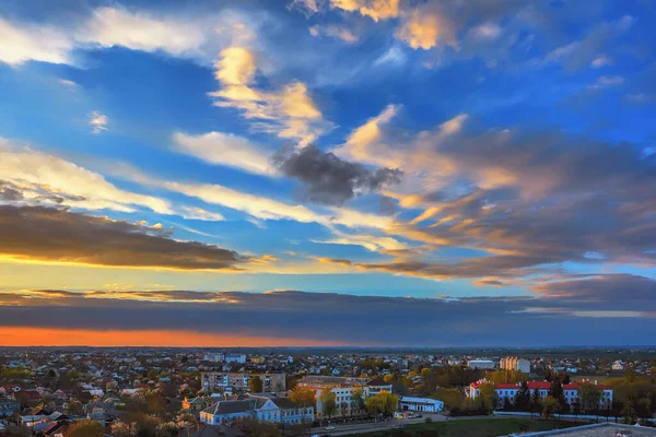 Sunset Evening City Sky Clouds — Stock Photo, Image
