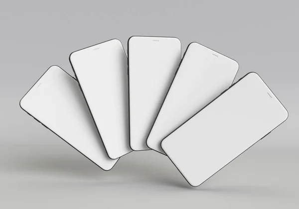 Beyaz akıllı telefonu tam ekran ve modern çerçeve daha az tasarım ile tutan 3D çizim el - beyaz arkaplanda izole 