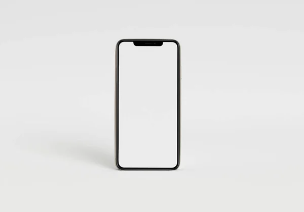 Beyaz akıllı telefonu tam ekran ve modern çerçeve daha az tasarım ile tutan 3D çizim el - beyaz arkaplanda izole 