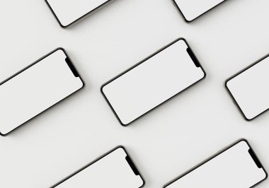 Beyaz akıllı telefonu tam ekran ve modern çerçeve daha az tasarım ile tutan 3D çizim el - beyaz arkaplanda izole 