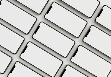 Beyaz akıllı telefonu tam ekran ve modern çerçeve daha az tasarım ile tutan 3D çizim el - beyaz arkaplanda izole 