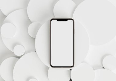 Beyaz akıllı telefonu tam ekran ve modern çerçeve daha az tasarım ile tutan 3D çizim el - beyaz arkaplanda izole 