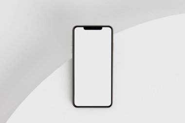 Beyaz akıllı telefonu tam ekran ve modern çerçeve daha az tasarım ile tutan 3D çizim el - beyaz arkaplanda izole 