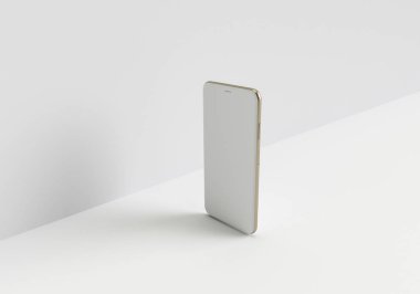 Beyaz akıllı telefonu tam ekran ve modern çerçeve daha az tasarım ile tutan 3D çizim el - beyaz arkaplanda izole 