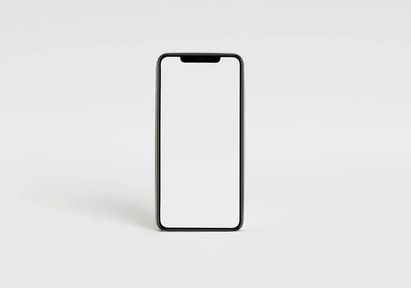 Beyaz akıllı telefonu tam ekran ve modern çerçeve daha az tasarım ile tutan 3D çizim el - beyaz arkaplanda izole 