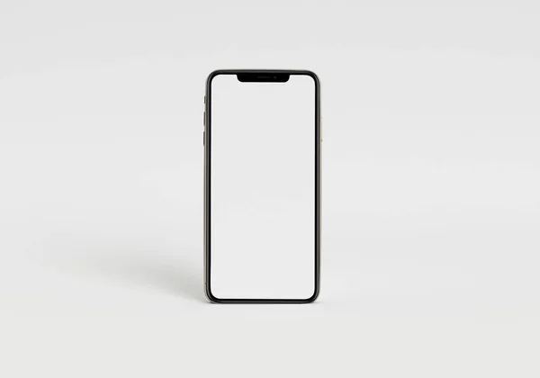 Beyaz akıllı telefonu tam ekran ve modern çerçeve daha az tasarım ile tutan 3D çizim el - beyaz arkaplanda izole 