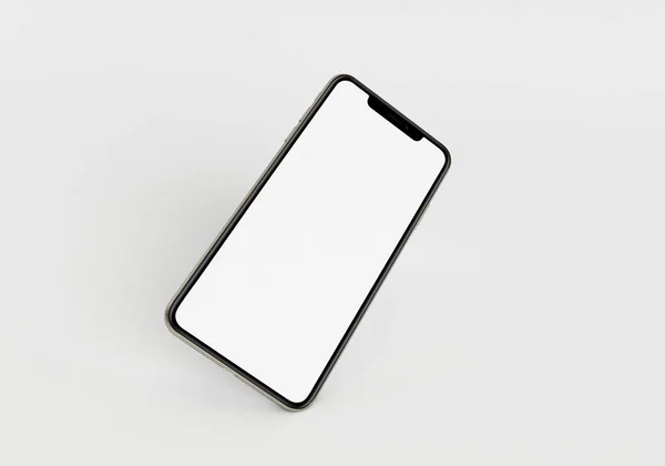 Beyaz akıllı telefonu tam ekran ve modern çerçeve daha az tasarım ile tutan 3D çizim el - beyaz arkaplanda izole 