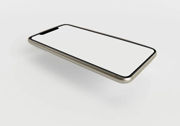 Beyaz akıllı telefonu tam ekran ve modern çerçeve daha az tasarım ile tutan 3D çizim el - beyaz arkaplanda izole 