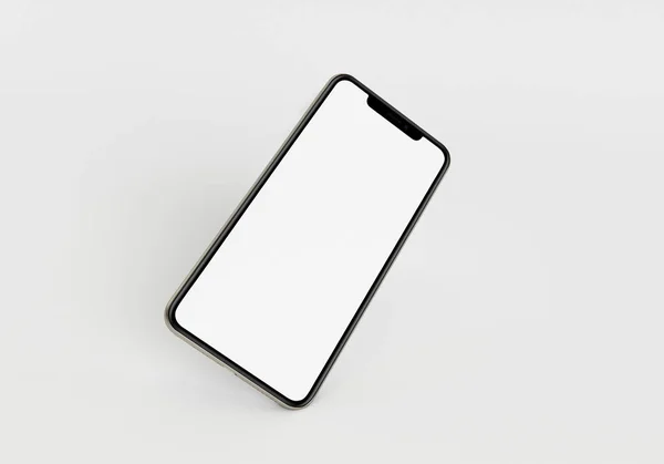 Beyaz akıllı telefonu tam ekran ve modern çerçeve daha az tasarım ile tutan 3D çizim el - beyaz arkaplanda izole 