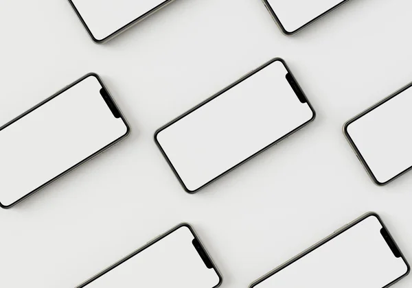 Beyaz akıllı telefonu tam ekran ve modern çerçeve daha az tasarım ile tutan 3D çizim el - beyaz arkaplanda izole 