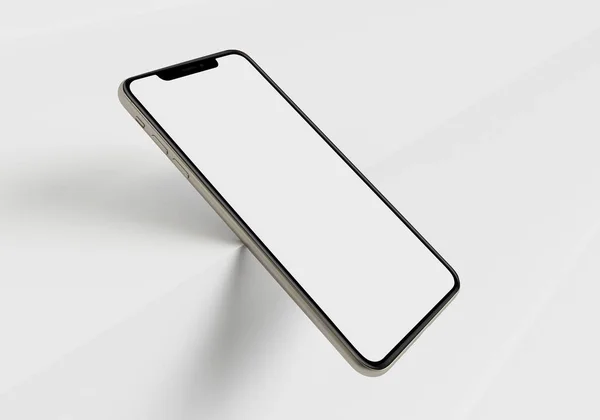 Render Illustration Hand Holding White Smartphone Full Screen Modern Frame — Stock Photo, Image