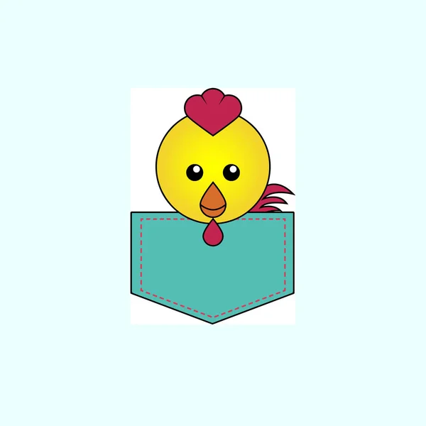 Illustration of cute chicken design in a pocket. perfect for shirt designs