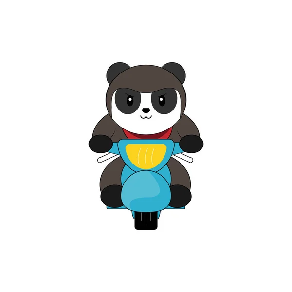 大熊猫骑摩托车的图解 — 图库矢量图片