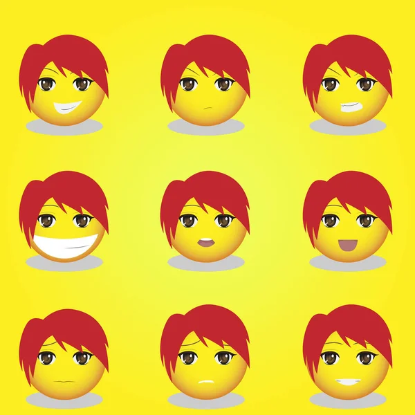 Sevimli adam anime emoticon set-02, çeşitli komik ifadeler