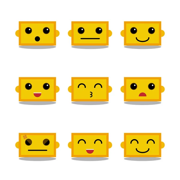 Bonito Robô Emoticons Conjunto Vetor Várias Expressões Emoticon Engraçado Ilustração De Stock