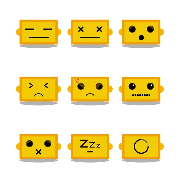 Cute Robot Emoticons Set Vector Various Funny Emoticon Expressions Vector Graphics