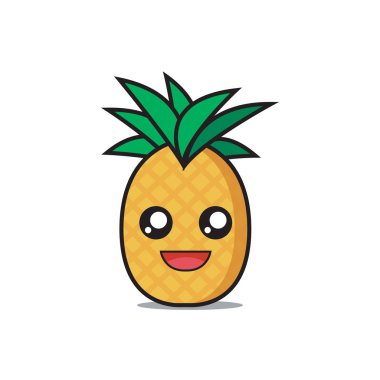 Güzel çizilmiş ananas tasarımı. Çocuk giysisi tasarımı için uygun ya da çocuklarla ilgili.