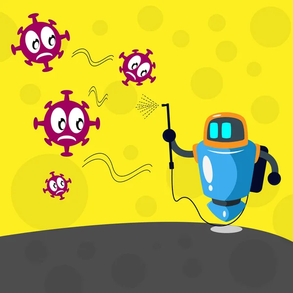 Robot Eradicating Virus Virus Spray Royalty Free Stock Vectors