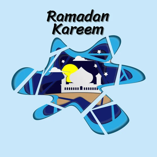 Gece caminin güzelliği - Ramazan Kareem, kağıt kesim tasarımı