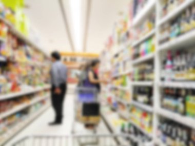 Bulanık süpermarket veya arka plan ambar için ambar