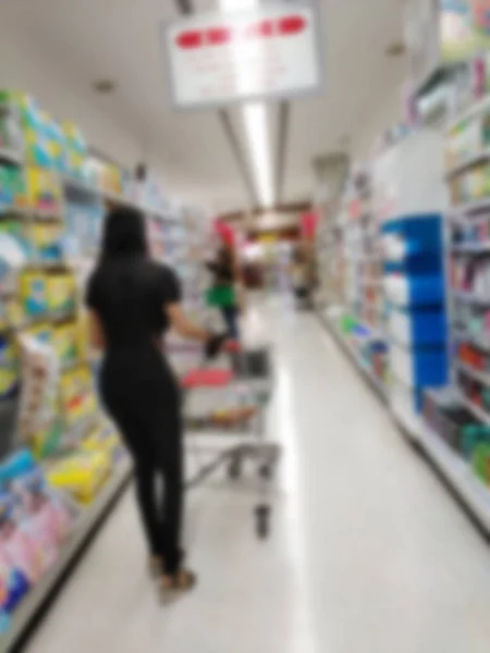 Supermercato sfocato o magazzino per magazzino di sfondo — Foto Stock