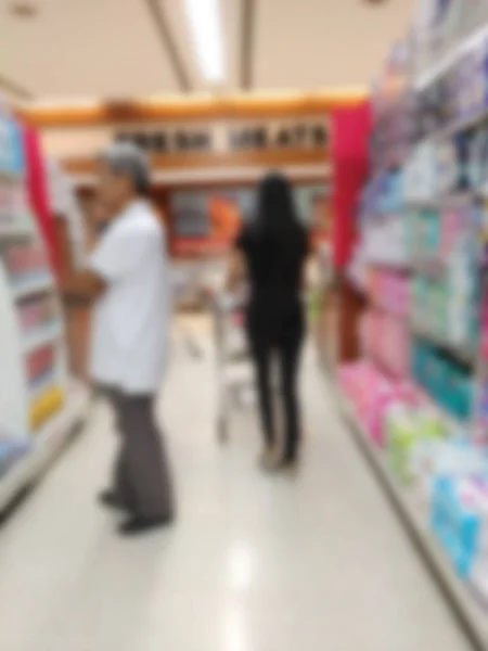 Supermercado desfocado ou armazém para armazém de fundo — Fotografia de Stock