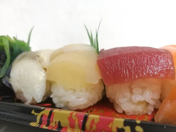 Various sushi on White background plate — Stock Photo, Image