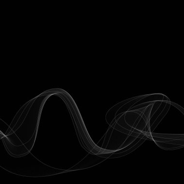 Siyah arka planda beyaz dumanlı dalga. Sunum şablonu. Kapak planı, broşür, broşür, afiş, kart, sertifika