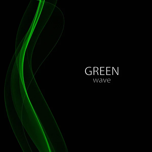 黑色背景上的绿色霓虹灯波 小册子 单行本 — 图库矢量图片