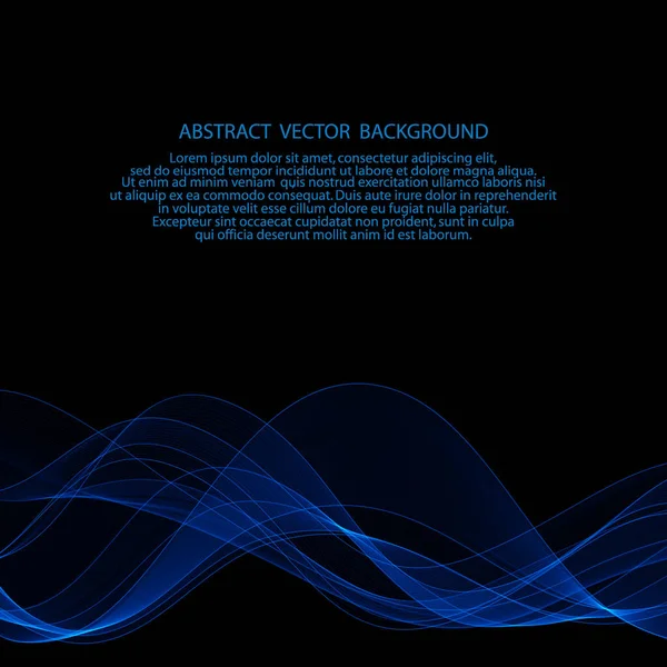 Blaue Rauchige Welle Auf Schwarzem Hintergrund Präsentationsvorlage Layout Für Cover — Stockvektor