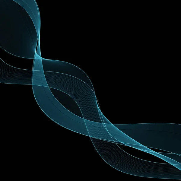 黑色背景上的蓝色烟熏波 演示模板 封面设计 小册子 — 图库矢量图片