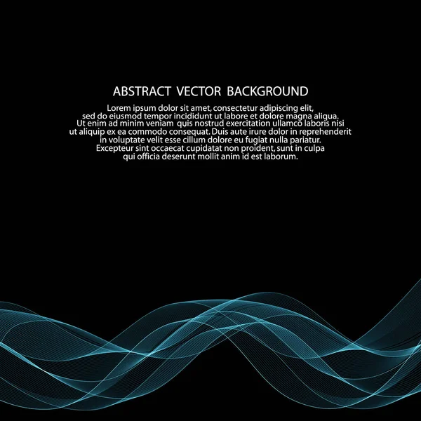 Onda Fumosa Blu Sfondo Nero Modello Presentazione Layout Copertina Brochure — Vettoriale Stock