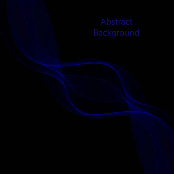 Vague Fumée Bleue Sur Fond Noir Modèle Présentation Mise Page — Image vectorielle