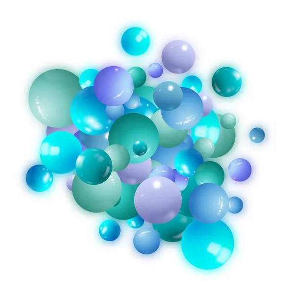 影と青の現実的な3Dボール デザイン要素 — ストックベクタ