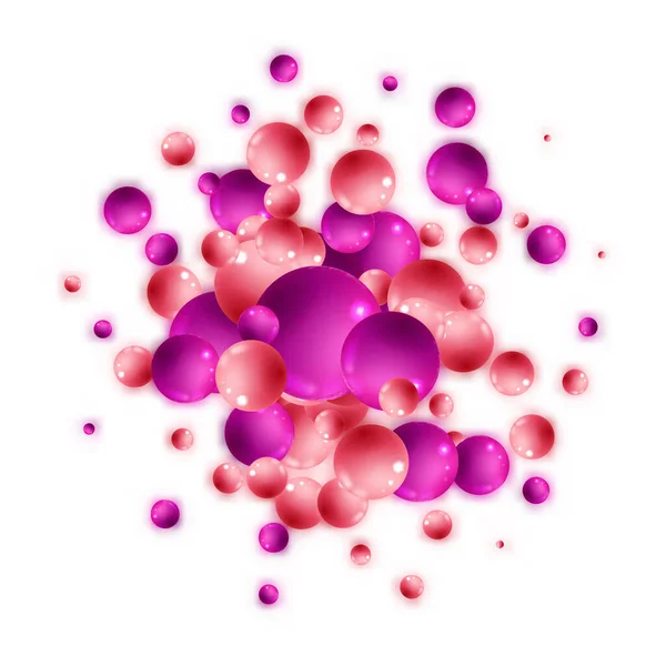 Ilustración Vectorial Con Burbujas Multicolores Bolas Esferas Bolas Moradas Rosadas — Vector de stock