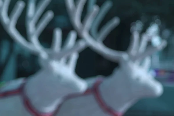 模糊的背景 两头圣诞老人的驯鹿形体分散 — 图库照片