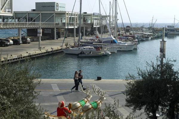 Limassol Chipre Novembro 2019 Início Temporada Natal Porto Velho — Fotografia de Stock