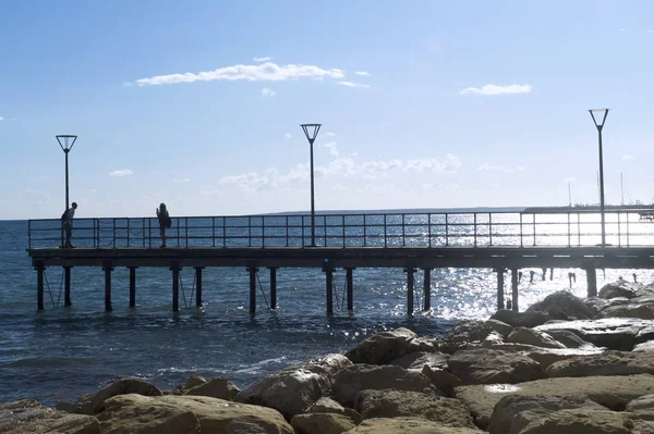 Limassol Cyprus December 27Th 2019 Sea Pier Molos Promenade Street — Stock Photo, Image