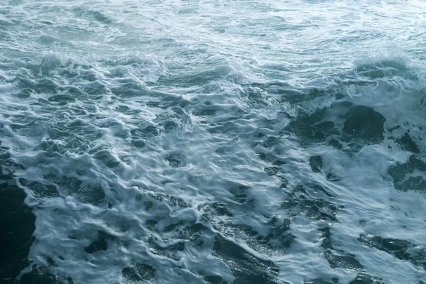 Close Wavy Sea Water Surface White Foam — 스톡 사진