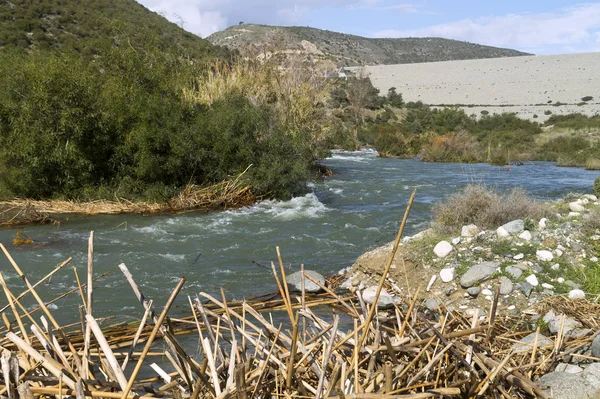 Inondazione Del Fiume Montagna Dopo Forti Piogge Invernali Cipro — Foto Stock